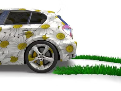 Car designed with flowers