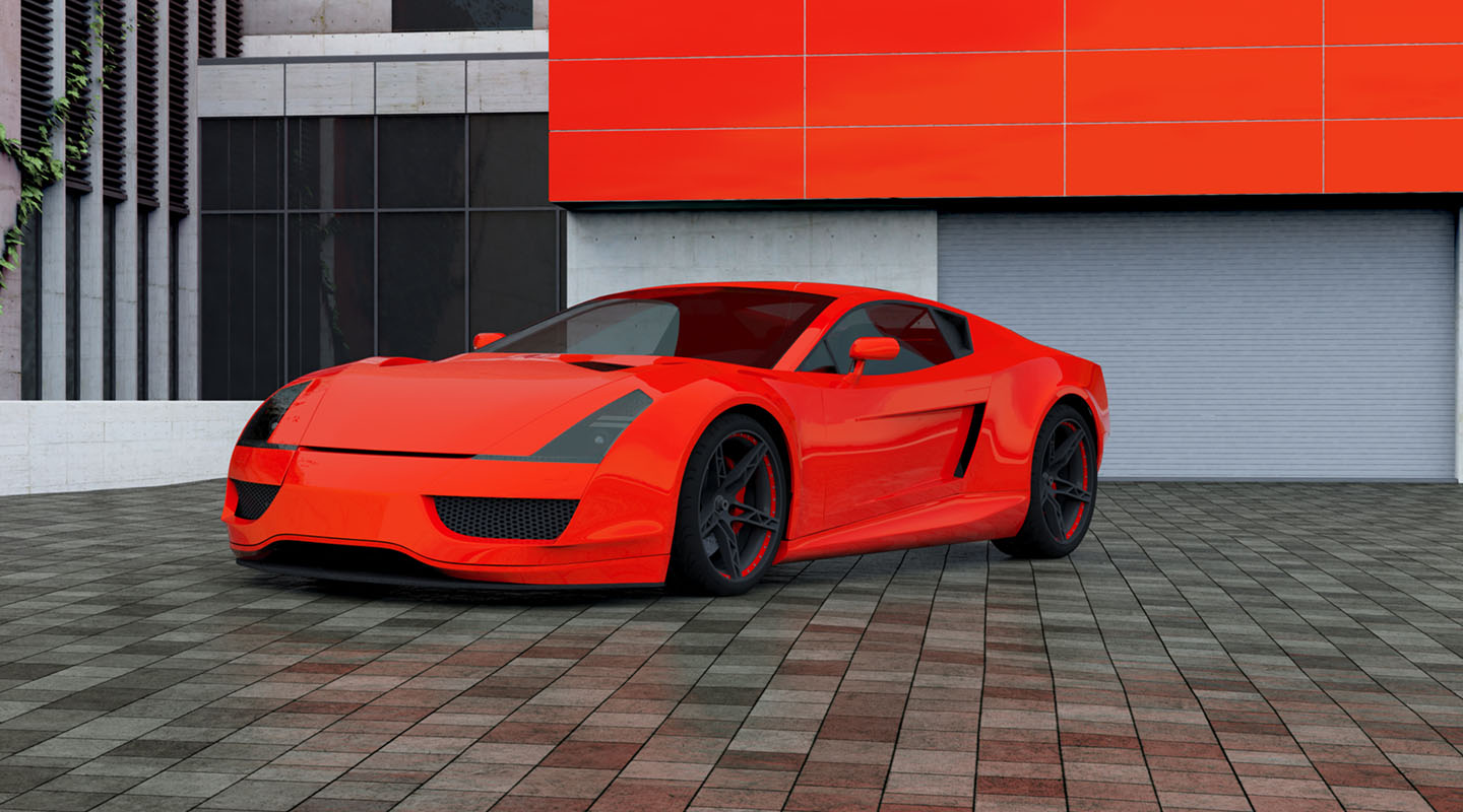 Sport car parking in front of a house